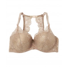 Gray Lace T-Back Push-Up Bra