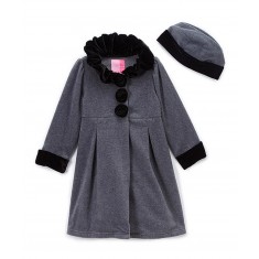 Kid Girl's Gray Rosette Swing Coat & Hat