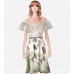 Off-Shoulder Floral Silk Dress