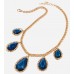 Pachac Gold Lapis Stone Teardrop Necklace