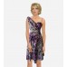 New York Purple Print One Shoulder Dress
