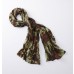 Green Black Camo Abstract Rainforest Blooms Silk Scarf