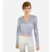 Lavender Cotton Faux Wrap Crossover Dress Shirt