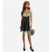 Black & Loden Green Charmeuse Dress