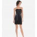 Generation Black Satteen Embellished Pockets Mini Strapless Dress