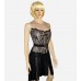 Black Lace Pleated Cocktail Dress