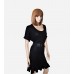 Cashmere Wool Black Ruffle Knit Mini Dress