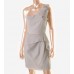 One Shoulder Gray Cocktail Dress Chiffon