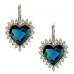 Blue Heart Crystal Drop Earrings