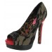 Fabric Lace Peep Toe Heels