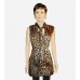 Animal Print Tie-Neck Sleeveless Blouse