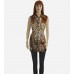 Animal Print Tie-Neck Sleeveless Blouse