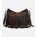 Coffee Fringe Tassel Faux Suede Bag