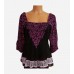 Crinkle Blouse Purple & Black Print Tie Belt