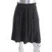 Black Pleated Silk A-line Skirt