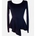 Black Asymmetrical Peplum Top