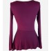 Wine Asymmetrical Peplum Top