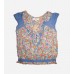 Floral Blue Blouse Top Shirt