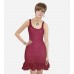 Red Crochet Lace Ruffle Hem Dress