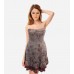 Taupe Combo Floral Strapless Dress
