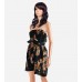 Black Print Swimwear Dress Cover-Up