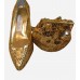 Gold Sequin Satin Shoes Matching Purse