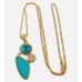 Gold Turquoise Pendant Necklace