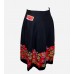Floral Border Black Pleated Skirt