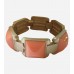 Coral Enameled Stretch Chain Link Bracelet