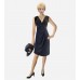 Black Faux Wrap Career Dress