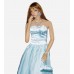 Blue Satin Tulle Top Prom Dress