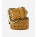 Cognac Brown Leather Stitched Belt