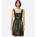 Lurex Floral Stripe Silk Velvet Trim Dress