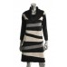 Black-Ivory Cowl Neck Striped Sweater Dress