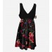 Matsuri Black Floral V Neck Short Nightgown Chemise