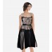 Pleated Lace Cocktail Dress