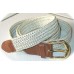 Mens White Beige Braided Elastic Stretch Belt