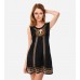 Black & Gold Embellished A-Line Dress