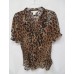 Pleated Chiffon Animal Print Top