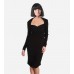 Stretchy Long Sleeve Cutout Back Dress