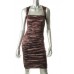 Brown Ruched Cocktail Dress