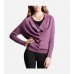 Purple Cowl Neck Long Sleeve Cardigan Sweater
