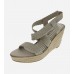Beige Woven Wedge Sandals