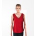 Red Sleeveness Pleated Shirtd Blouse