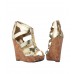 Gold Strappy Wedge Platform Sandal