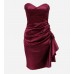 Side Pleated Strapless Padded Party Dress