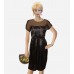 Silk Black Unique Sheer Mini Evening Cocktail Party Dress