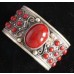 Red Tibet Coral Silver Cuff Bracelet