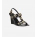 Kathryn Black Patent Leather Wedge Sandal