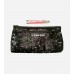 BLACK SEQUIN ZIP CLUTCH